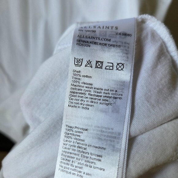 EUC ALL SAINTS WHITE BRODERIE ANGLAISE RUFFLED SLEEVES SHORT SHIRT DRESS SIZE M - Picture 14 of 15